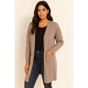 Madewell Women's Open Front Long Sleeve Cardigan Sweater Taupe Melange Size M